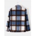 Men Plaid Patchwork Vintage Pockets Button Casual Lapel Jackets