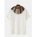 Mens Ethnic Geometric Print Pocket Knitted Short Sleeve Hooded T  Shirts